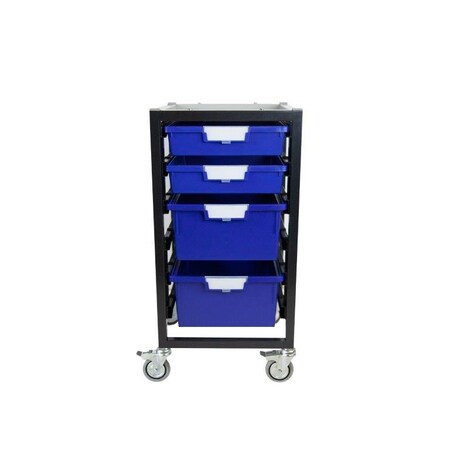 Storsystem Commercial Grade Mobile Bin Storage Cart with 4 Blue High Impact Polystyrene Bins/Trays CE2100DG-2S2DPB